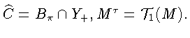 $\widehat{C} = B_{\pi}\cap Y_{+},
M^{\tau} = {\cal T}_{1}(M).$