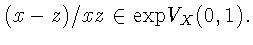 $(x - z)/xz \in \mathrm{ exp} V_{X}(0,1).$
