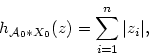 \begin{displaymath}
h_{{\cal A}_0 \ast X_0} (z)=
\sum\limits_{i=1}^{n}\vert z_i\vert,
\end{displaymath}