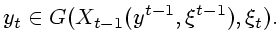 $\displaystyle y_t\in G(X_{t-1}(y^{t-1},\xi^{t-1}),\xi_t).$