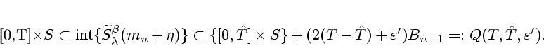 \begin{displaymath}
% latex2html id marker 715[0,T]\times S \subset {\rm int} ...
...epsilon^{\prime})B_{n+1}
=: Q(T,\hat T,\varepsilon^{\prime}).
\end{displaymath}