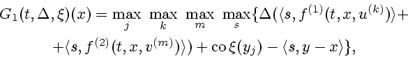 \begin{displaymath}
\begin{array}{c}
G_1(t, \Delta, \xi)(x) = \displaystyle {\ma...
...)}) \r ) + \mathrm{co\,}\xi (y_j) - \l s, y-x \r\},
\end{array}\end{displaymath}