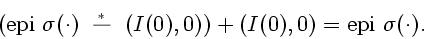 \begin{displaymath}
(\mathrm{epi}\ \sigma(\cdot) \ \stackrel{_*}{\mbox{---}} \ (I(0), 0))+(I(0), 0) =
\mathrm{epi}\ \sigma(\cdot).
\end{displaymath}