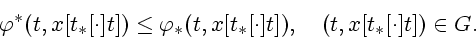 \begin{displaymath}
\varphi ^{\ast }(t,x[t_{\ast }[\cdot ]t])\leq \varphi _{\ast }(t,x[t_{\ast
}[\cdot ]t]),\quad (t,x[t_{\ast }[\cdot ]t])\in G.
\end{displaymath}