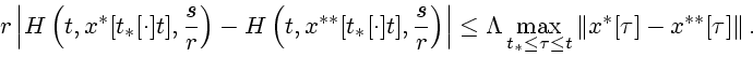 \begin{displaymath}
r\left\vert H\left(t,x^{\ast }[t_{\ast }[\cdot ]t],{s \over ...
...}\left\Vert x^{\ast }[\tau ]-x^{\ast \ast }[\tau ]\right\Vert.
\end{displaymath}
