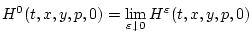 $H^0(t,x,y,p,0) =
\lim\limits_{\varepsilon \downarrow 0} H^\varepsilon (t,x,y,p,0)$