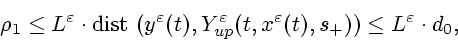 \begin{displaymath}
\rho_1 \le L^\varepsilon \cdot{\rm dist\ }(y^\varepsilon (t)...
...n _{up}(t,x^\varepsilon (t),s_+))
\le L^\varepsilon \cdot d_0,
\end{displaymath}