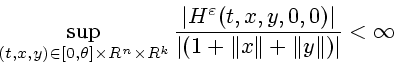 \begin{displaymath}
\sup\limits_{(t,x,y)\in [0,\th ]\times R^n\times R^k}
\frac{...
...y,0,0)\vert}{\vert(1+\Vert x\Vert+\Vert y\Vert)\vert} < \infty
\end{displaymath}